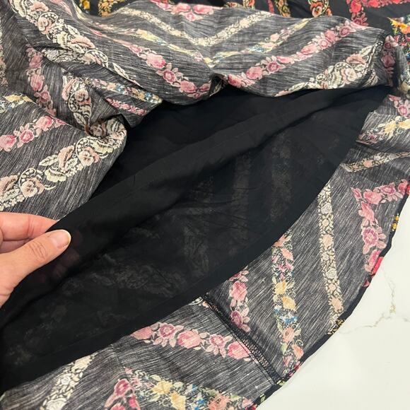 NWT La Fuori 100% silk flare midi skirt medium boho floral print side zip - Picture 9 of 9